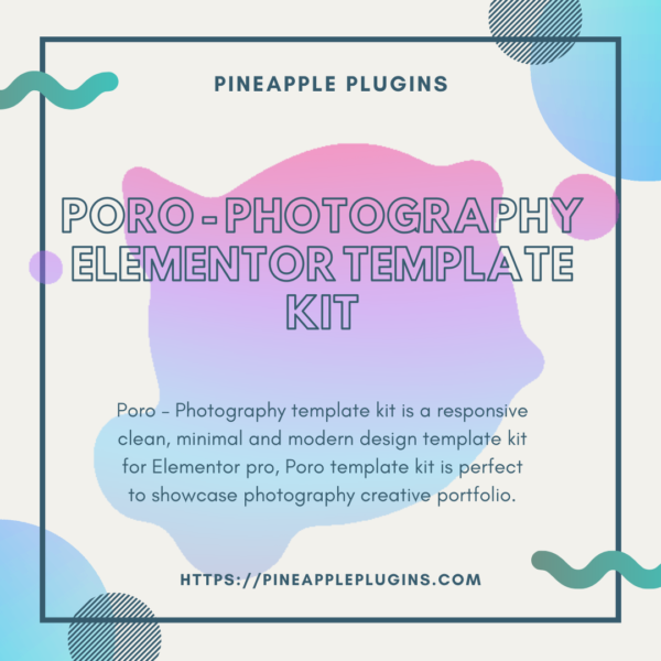 Poro - Photography Elementor Template Kit